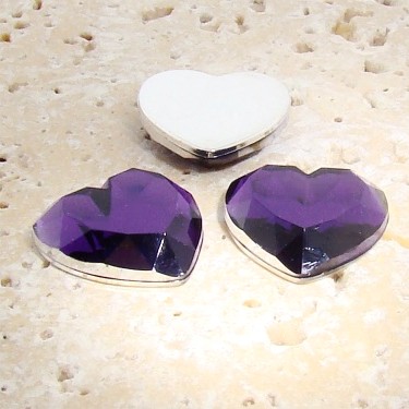 (image for) Amethyst Jewel Faceted - 18mm. Heart Cabochons - Lots of 144