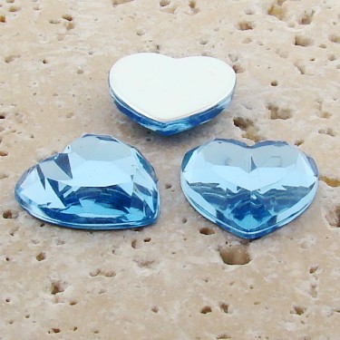 (image for) Light Sapphire Faceted - 18mm. Heart Cabochons - Lots of 144