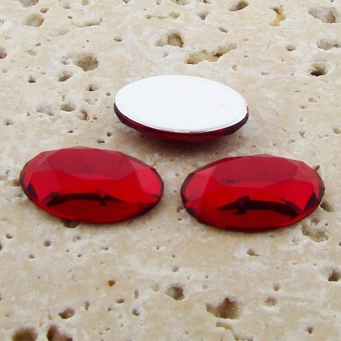 (image for) Ruby Jewel Faceted - 14x10mm. Oval Domed Cabochons - Lots of 144