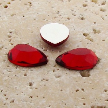 (image for) Ruby Jewel Faceted - 25x18mm. Pear Domed Cabochons - Lots of 72
