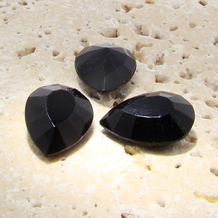 (image for) Jet Opaque - 13x8mm. Pear Faceted Gem Jewels - Lots of 144