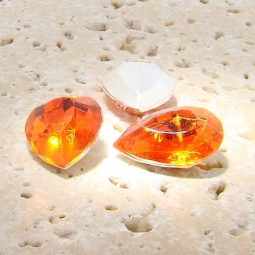 (image for) Orange Jewel - 25x18mm. Pear Faceted Gem Jewels - Lots of 72