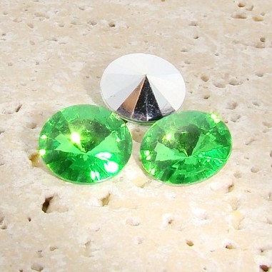 (image for) Peridot - 10mm. Round Rivoli Rhinestone Jewels - Lots of 144