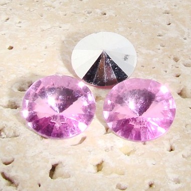 (image for) Rose Jewel - 8mm. Round Rivoli Rhinestone Jewels - Lots of 144
