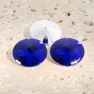Sapphire - 16mm. Round Rivoli Rhinestone Jewels - Lots of 144