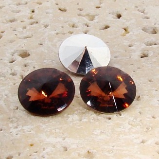Topaz Jewel - 18mm. Round Rivoli Rhinestone Jewels - Lots of 144