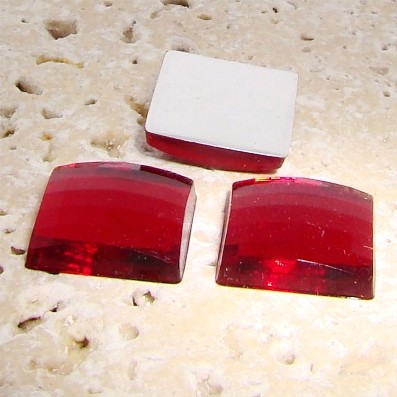 (image for) Ruby Jewel Faceted - 19mm. Square Domed Cabochons - Lots of 144