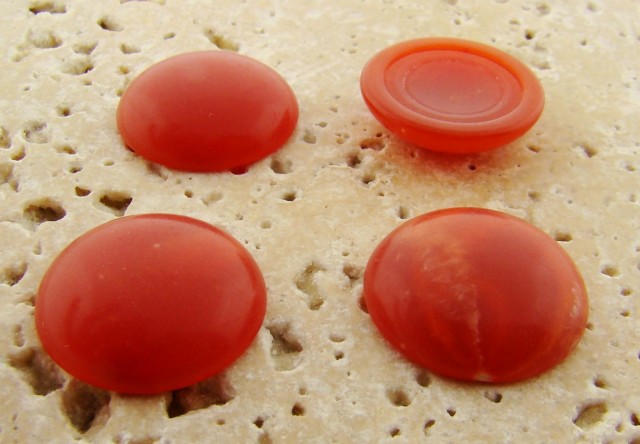 (image for) 18mm. CORNELIAN MATTE MARBLE ROUND CABOCHONS - Lot of 48