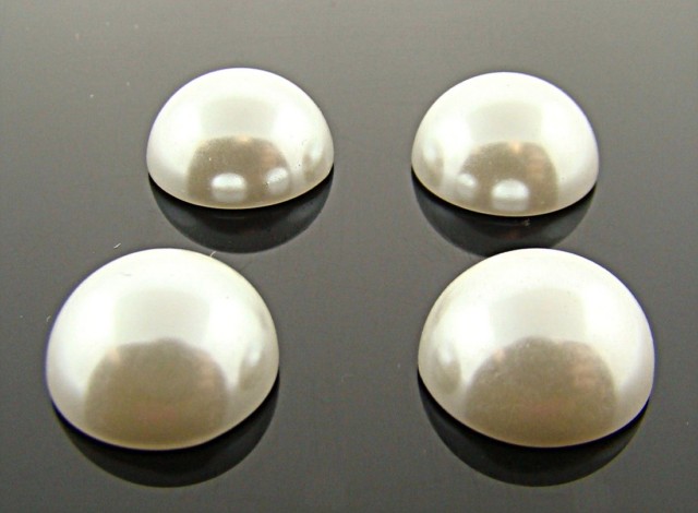 (image for) 12MM WHITE HIGH DOME PEARL ROUND CABOCHONS - Lot of 144