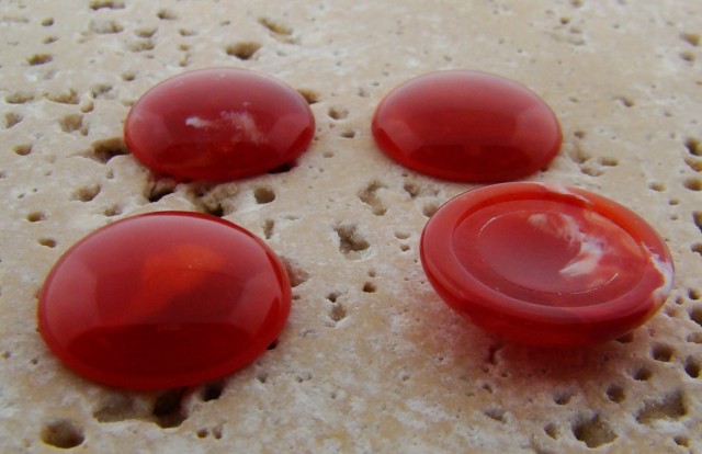 (image for) 18mm. CINNAMON SHINY MARBLE ROUND CABOCHONS - Lot of 48